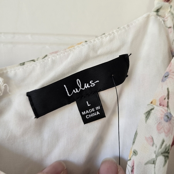 NWT Lulu's Sweet Daydreams White Floral Print Puff Sleeve Mini Dress Lar… - Picture 8 of 10